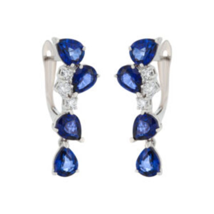 Pilt C&C Kõrvarõngad teemantide ja safiiriga