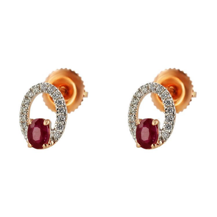 Pilt Kõrvarõngad rubiini ja teemantidega